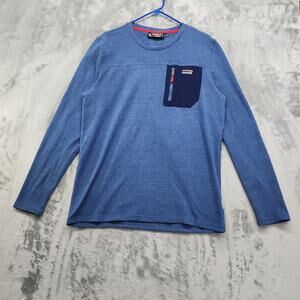 Avalanche Zip Pocket Fleece  Long Sleeve Tee Men's Size L Blue Crew Neck Outdoor